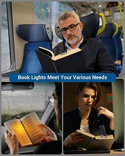 DEWENWILS USB Rechargeable Book Reading Light, LED Clip on Booklight Black | Eye-protection, 8H Battery, Portable thumbnail 8
