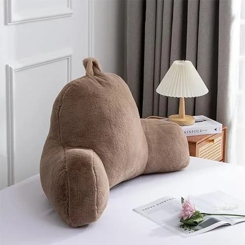 Aimuan Reading Pillow Bed Rest Pillow with Arms | 18-inch Support for Adults & Teens, Khaki thumbnail 3