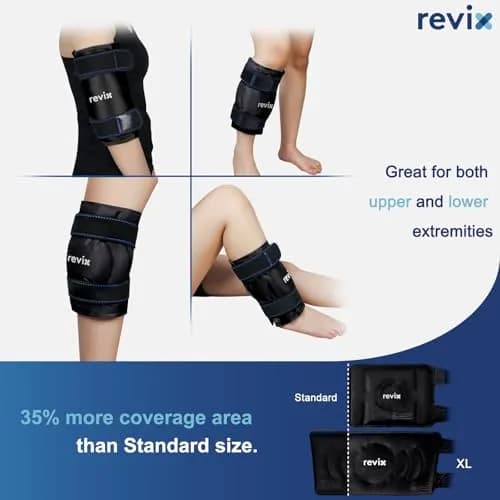 REVIX XL Knee Ice Pack Wrap for Recovery | Cold Compression for Discomfort & Fatigue thumbnail 6