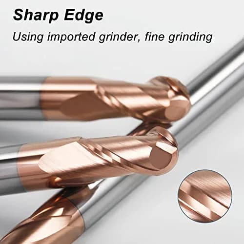 ASNOMY 1-4mm Ball Nose Carbide End Mill Set 5 Pcs | Solid Carbide HRC55 AlTiN Coated CNC Cutter Router Bits for Steel thumbnail 5