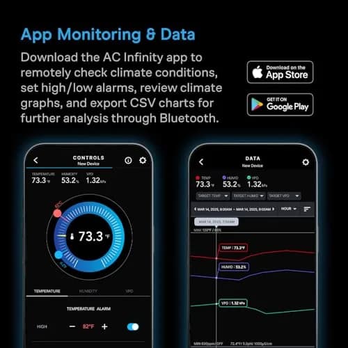 AC Infinity Smart Hygrometer B1 Temperature Humidity VPD Monitor with Bluetooth App | 5.7cm (2.25 in) thumbnail 4