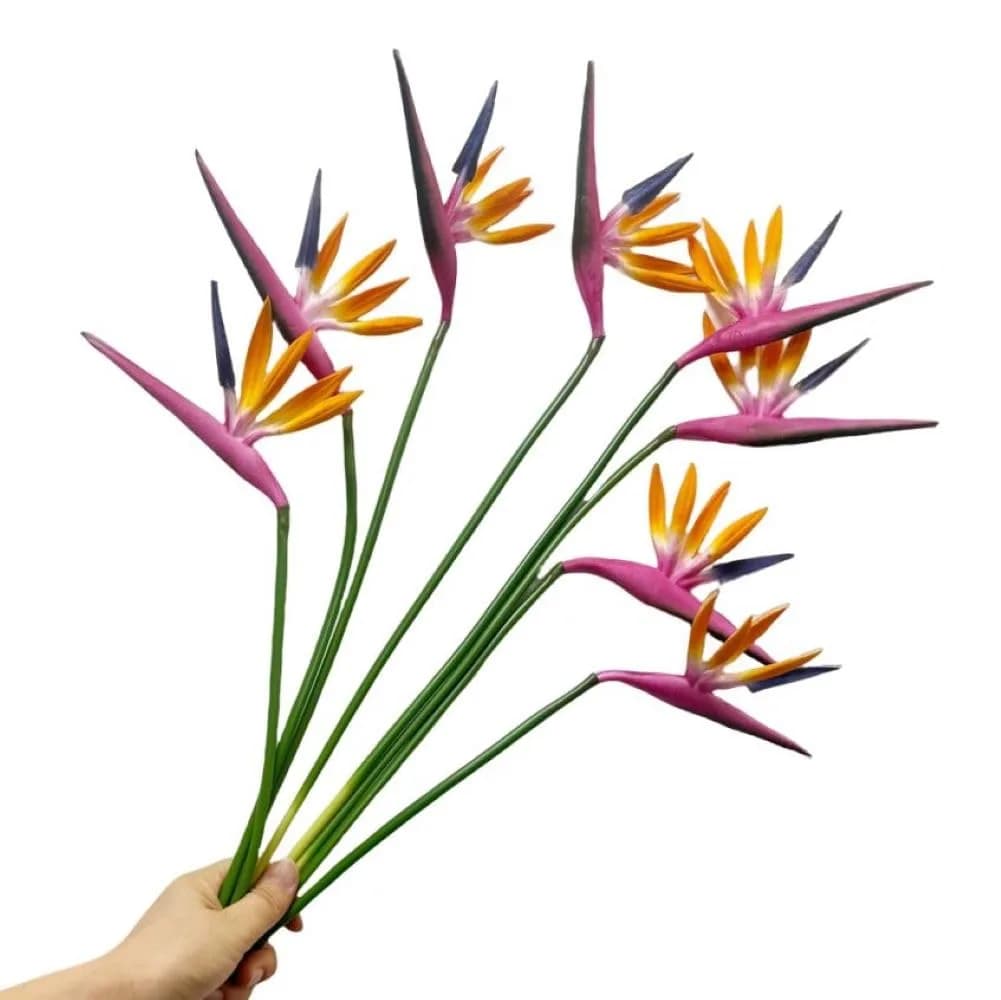 Corkwaw Purple Bird of Paradise Artificial Flowers 55cm (21.5 Inch) Pack of 8 | Realistic Style for Home Decor - main product image