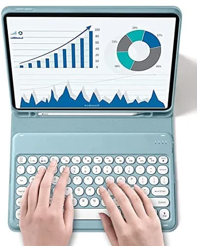 QIYIBOCASE Galaxy Tab S6 Lite Keyboard Case Mint Green | Detachable Round Keys Bluetooth Keyboard with S Pen Holder thumbnail 7