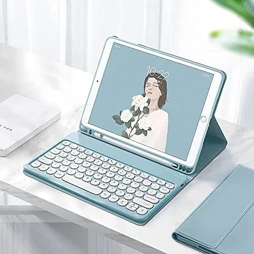QIYIBOCASE Pink Retro Round Keys Keyboard Case for Galaxy Tab S6 Lite 10.4 inch (2020-2024 Models) with S Pen Holder thumbnail 6