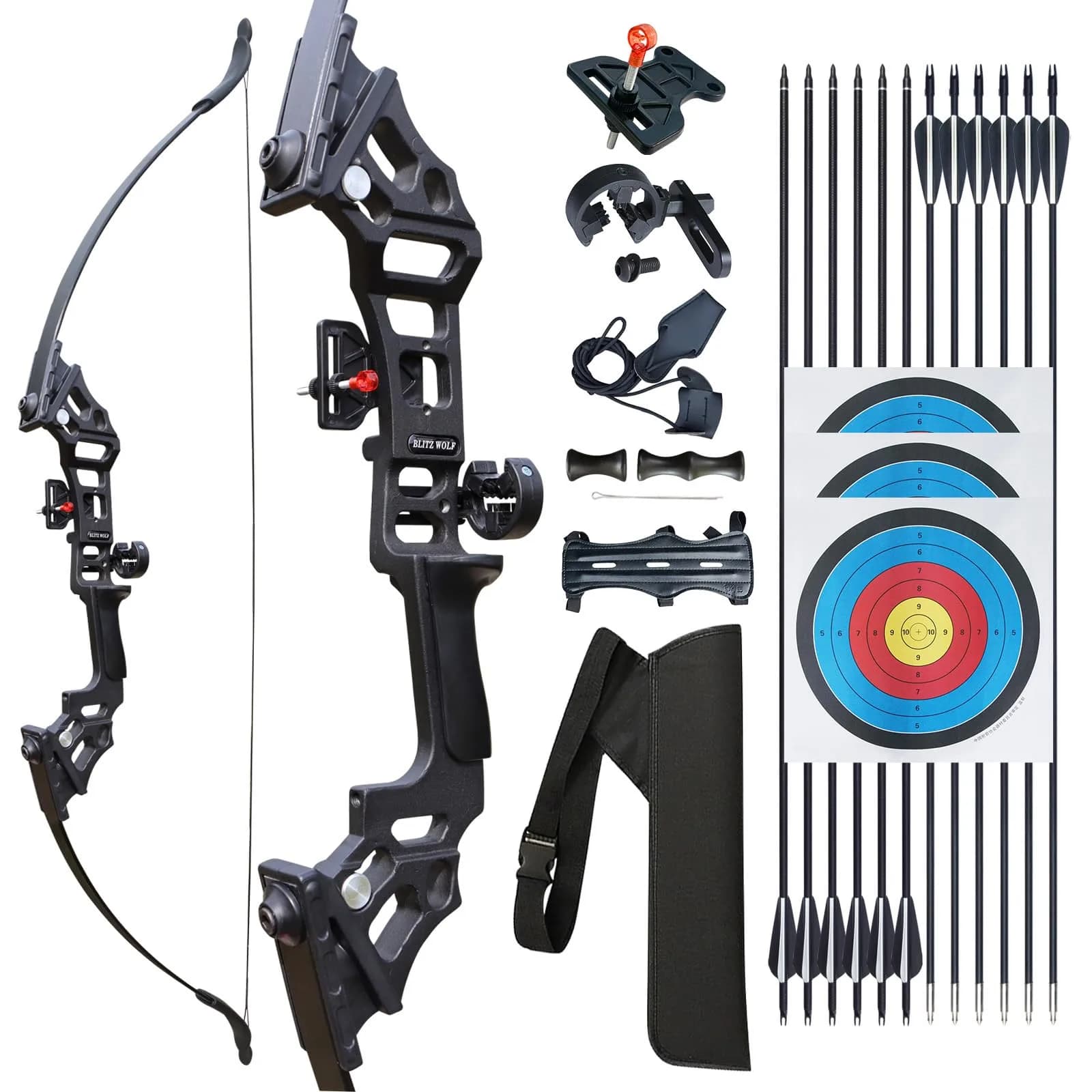 IS-TONGTU Takedown Recurve Bow and Arrow Set Right Handed 51 inch 50 lb | Complete Archery Kit for Beginners - main product image