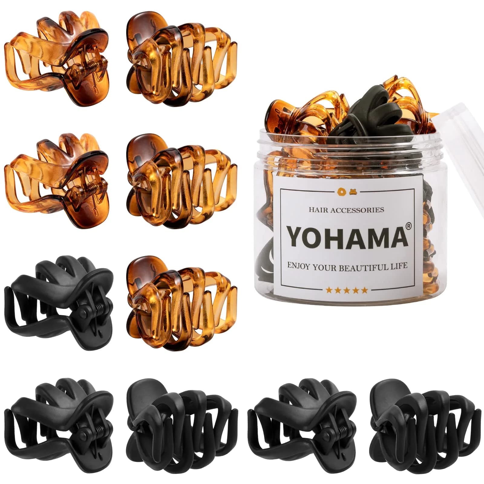 YOHAMA Small Octopus Claw Clips 10pcs (4cm) | Strong Hold for Thin to Thick Hair