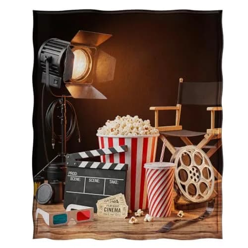 Jekeno Movie Gifts Blanket Cinema Throw Blanket 50x60 Inch | Movie Theater Theme Gifts for Movie Lovers thumbnail 3