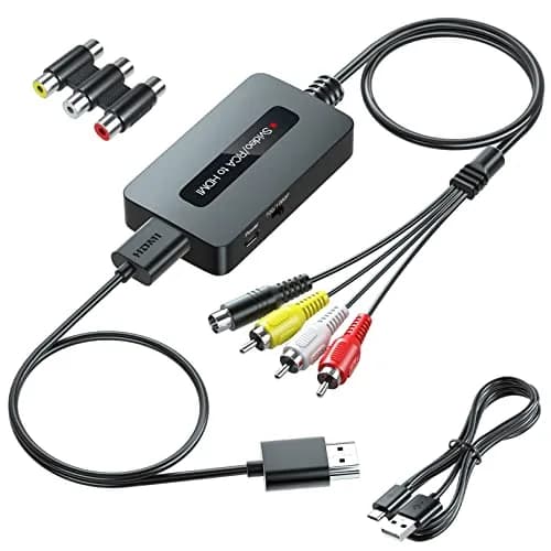 Sedytetoc RCA Svideo to HDMI Converter with HD Cable (RCA and Svideo Integrated) | Full HD Upscaling for TV & Projectors thumbnail 1
