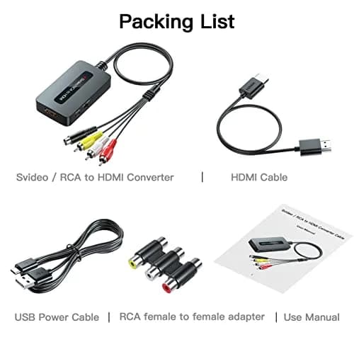Sedytetoc RCA Svideo to HDMI Converter with HD Cable (RCA and Svideo Integrated) | Full HD Upscaling for TV & Projectors thumbnail 2