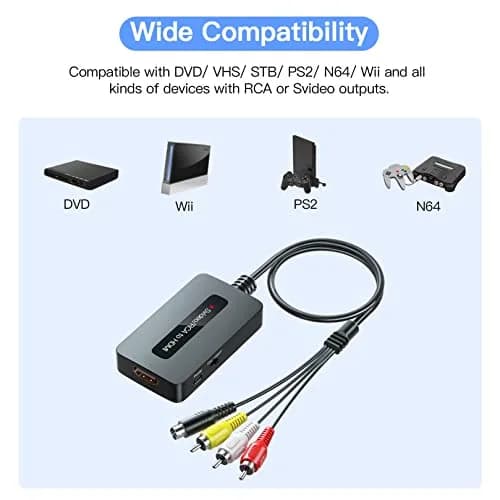 Sedytetoc RCA Svideo to HDMI Converter with HD Cable (RCA and Svideo Integrated) | Full HD Upscaling for TV & Projectors thumbnail 3