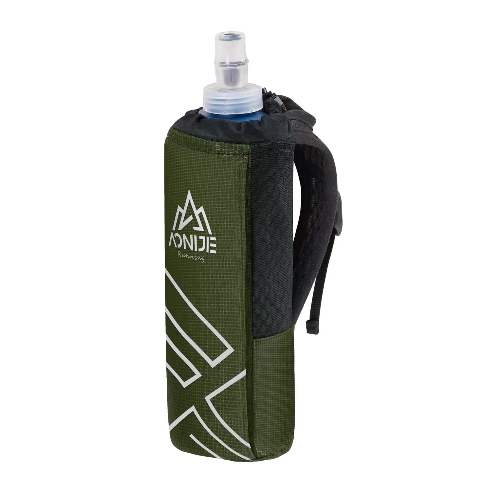 AONIJIE Quick Grip Handheld Soft Water Bottle 500ml | Lightweight Hydration Pack for Running — Olive Green