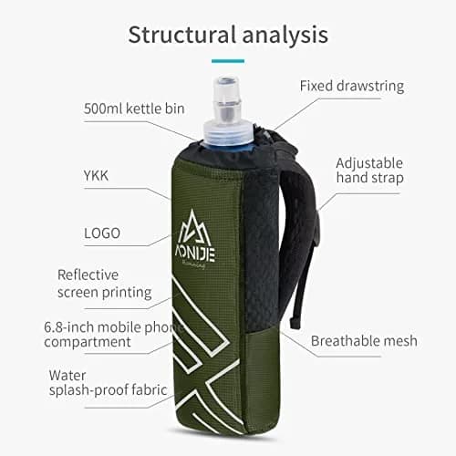 AONIJIE Handheld Hydration Pack with 500ml Soft Flask | Adjustable Strap, Reflective Trim, Multiple Pockets thumbnail 2