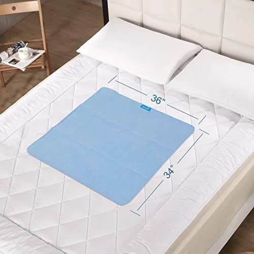 SPRINGSPIRIT Washable Waterproof Bed Pads 36'' x 34'' (2-Pack, Blue) | 4-Layer Protection for Incontinence thumbnail 3