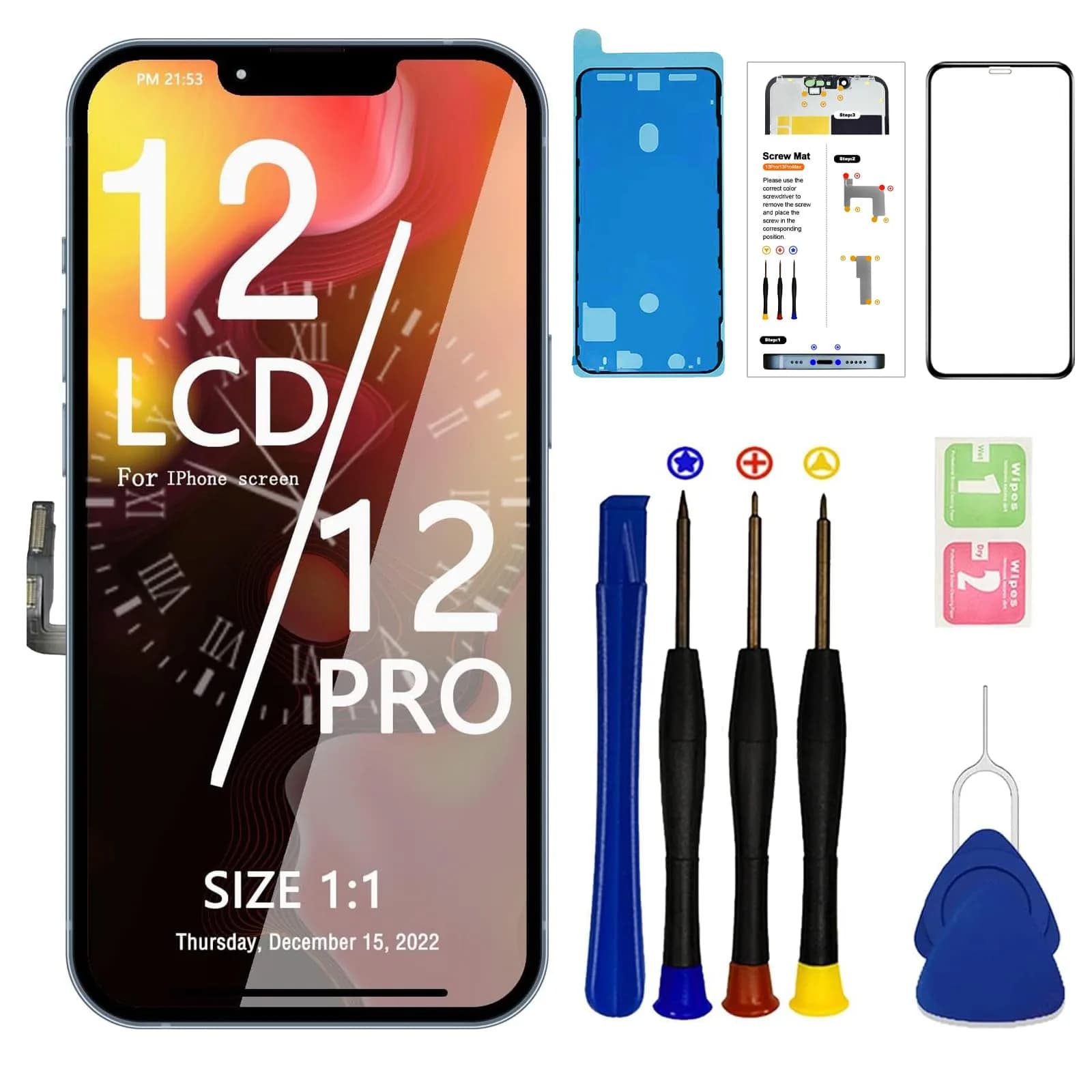 SIMDOG Incell Screen Replacement Kit for iPhone 12/12 Pro 6.1" | Original Brightness & Touch