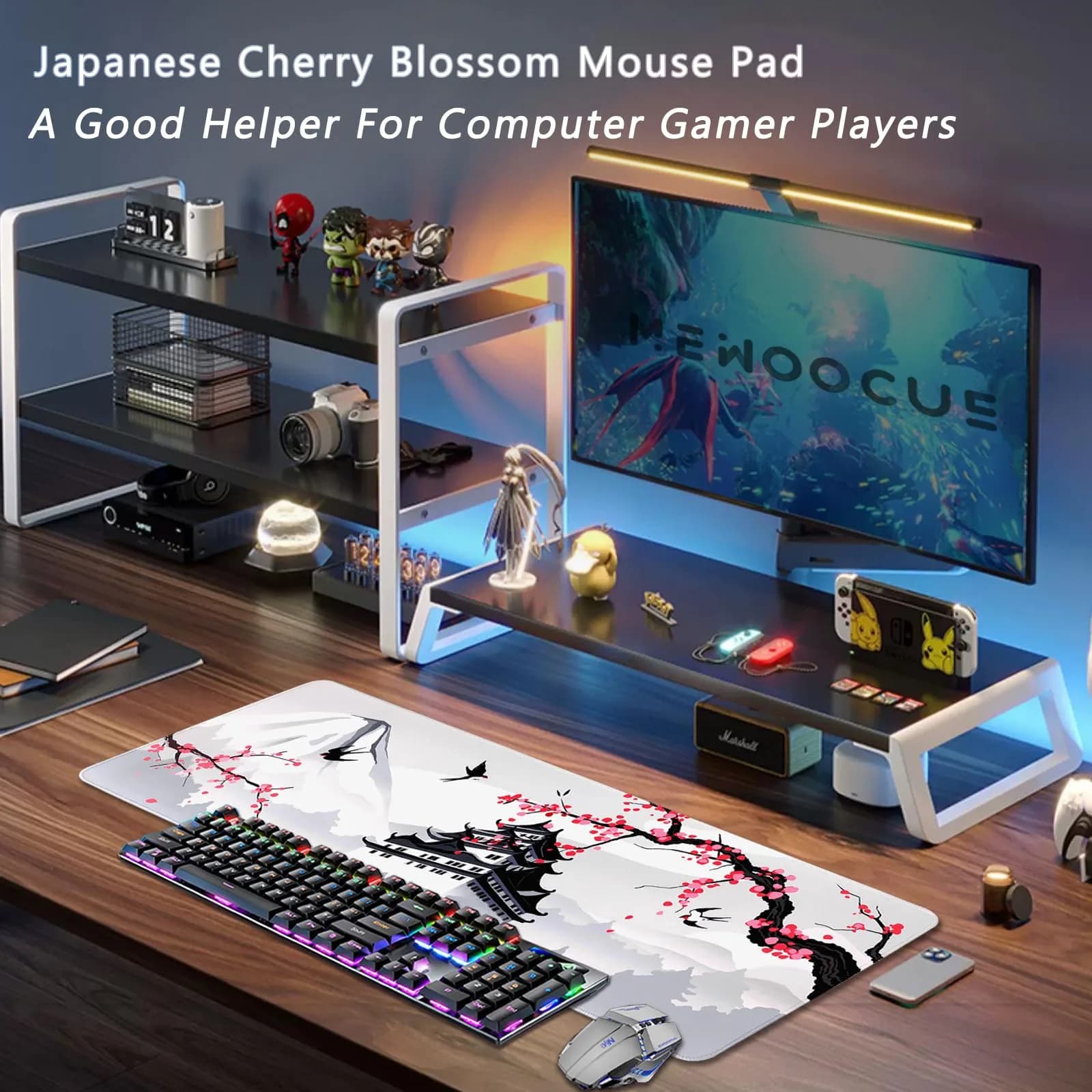 MEWOOCUE Japanese Cherry Blossom Gaming Mouse Pad 80cm x 30cm (31.5 x 11.8 inches) | Smooth Control Surface - view 6