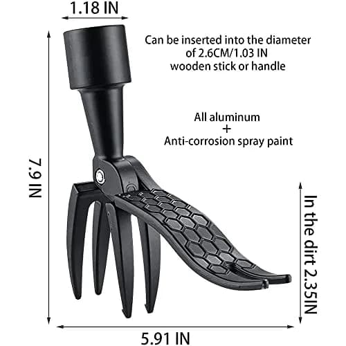 Deashun Stand-Up Weed Picker Head Replacement | Aluminum, Black, 14.5x13.5cm, No Handle thumbnail 7