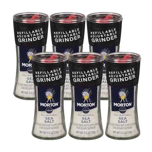 Morton Sea Salt Grinder 2.5 Oz | All-Natural Refillable Salt for Cooking & Table thumbnail 1
