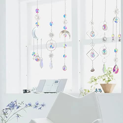 ilclviz 6Pieces Crystal Suncatchers for Window Hanging Sun Catcher with Chain | Rainbow Maker Decor for Home & Garden thumbnail 4