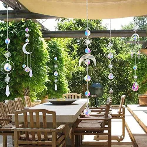 ilclviz 6Pieces Crystal Suncatchers for Window Hanging Sun Catcher with Chain | Rainbow Maker Decor for Home & Garden thumbnail 5