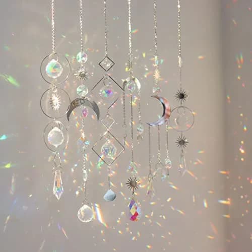 ilclviz 6Pieces Crystal Suncatchers for Window Hanging Sun Catcher with Chain | Rainbow Maker Decor for Home & Garden thumbnail 6