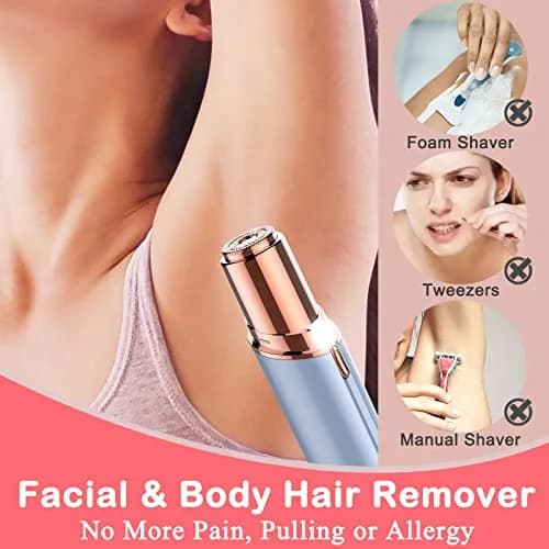 LAIKME Facial Hair Remover, USB Rechargeable, Waterproof, Blue | Gentle & Precise Face & Body Razor thumbnail 2