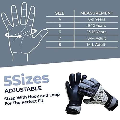 EFAH SPORTS Goalkeeper Gloves Size 7 (228g / 8oz) | Fingersave & Double Wrist Protection for Youth Soccer thumbnail 5