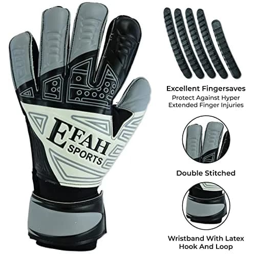 EFAH SPORTS Goalkeeper Gloves Size 7 (228g / 8oz) | Fingersave & Double Wrist Protection for Youth Soccer thumbnail 2