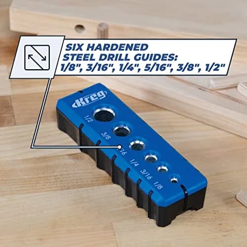 Kreg Portable Drilling Guide with 6 Hardened Steel Guides | Precise, Ergonomic, for Woodworking & Carpentry thumbnail 3