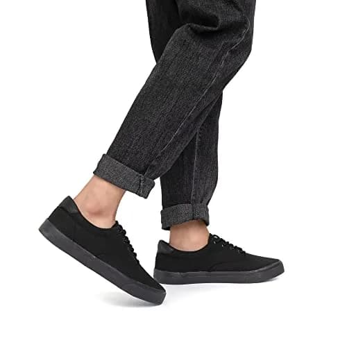 TOBER Men's Black Classic Low Top Canvas Fashion Sneakers with Memory Foam Insole | US Size 9 thumbnail 2