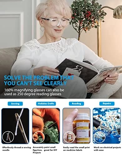 OKH Wearable Magnifying Glasses 1.6X Magnification (2-Pack) | Hands-Free Vision for Close Work thumbnail 2