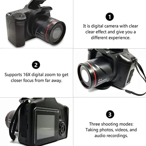 SOLUSTRE Portable 4K Digital Camera with 16x Zoom & 3-inch LCD Screen | Black thumbnail 4