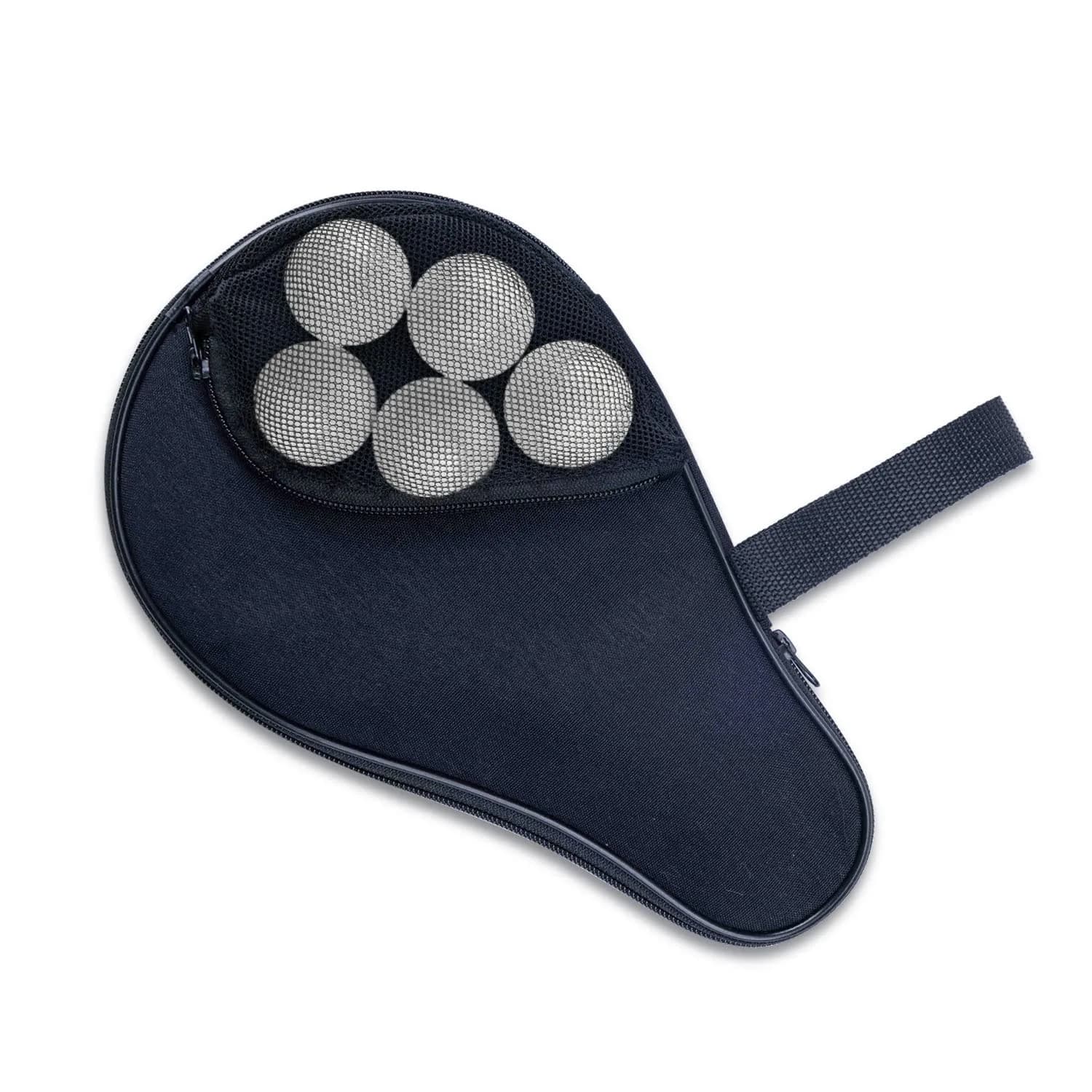 VISEMAN Waterproof Table Tennis Racket Cover, Impact Buffer, Holds 2 Paddles & 5 Balls — Black