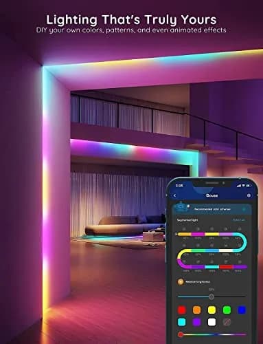 Govee 100ft (30.48m) RGBIC LED Strip Lights | Smart Voice Control for Bedroom Decor thumbnail 2