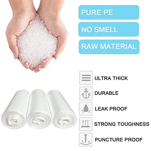 SOSOHOME Clear 10 Gallon Trash Bags | 90 Count, 18 Micron Thick, Fit 8-10 Gallon Bins thumbnail 3