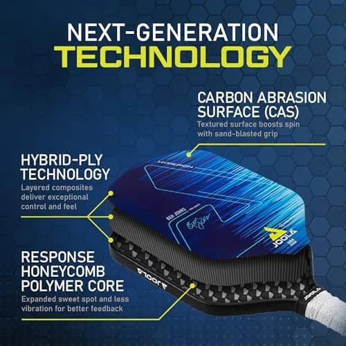 JOOLA Ben Johns Hyperion CAS 16 Pickleball Paddle - Carbon Abrasion Surface with High Grit & Spin, Sure-Grip Elongated Handle, 16mm, with Polypropylene Honeycomb Core, USAPA Approved thumbnail 4