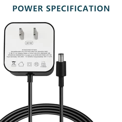 ZTTXL 30W AC Power Adapter for Echo Devices 1.76m (5.8Ft) | USA-Imported Power Cord for Echo 4th Gen, Show 10 (3rd Gen), Show 8 thumbnail 5