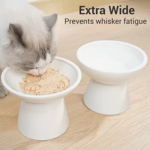 CEEFU 2-Pack Elevated Ceramic Cat Bowls Extra Wide for Food & Water | Whisker-Friendly, Stable & Stylish thumbnail 2