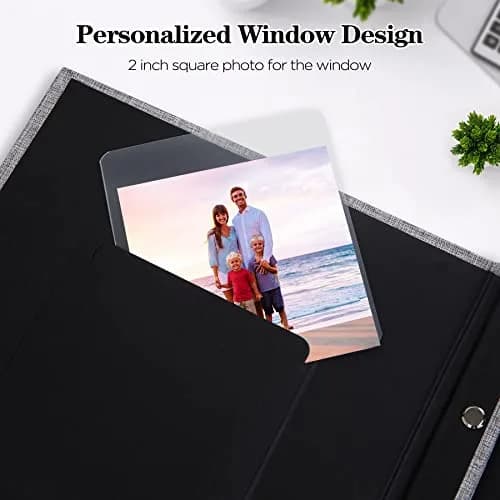 Mublalbum Blue Linen Cover Photo Album with Window | Holds 100 Horizontal 4x6 Photos thumbnail 4