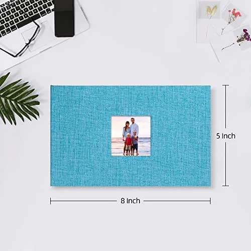 Mublalbum Blue Linen Cover Photo Album with Window | Holds 100 Horizontal 4x6 Photos thumbnail 2