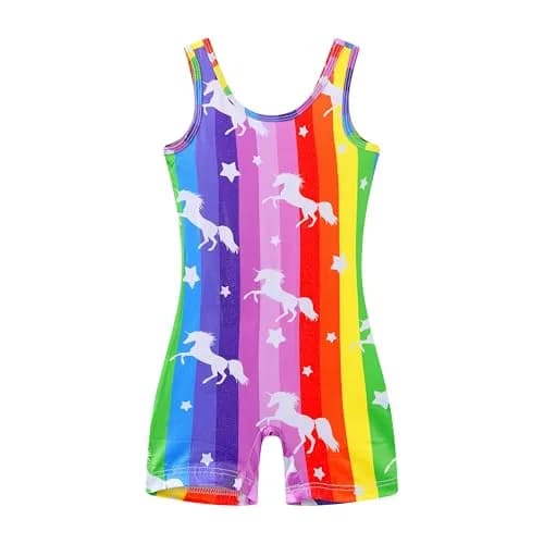 LUOUSE 2 Pack Toddler Girls Skinny Gymnastics Leotards With Shorts, Little Kids Colorful Dance Unitards 7-8 Years thumbnail 2