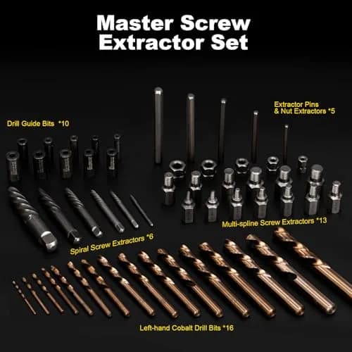 Topec 55-Piece Screw Extractor Set & Broken Bolt Extractors | Industrial Grade Tools for Damaged Fasteners thumbnail 2
