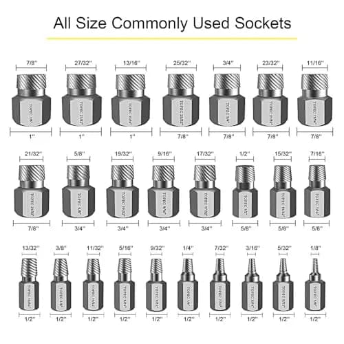 Topec Screw Extractor Set 25Pcs, 3/8” Drive | High Carbon Steel, Multi-Size, Easy Out for Broken Bolts & Studs thumbnail 2