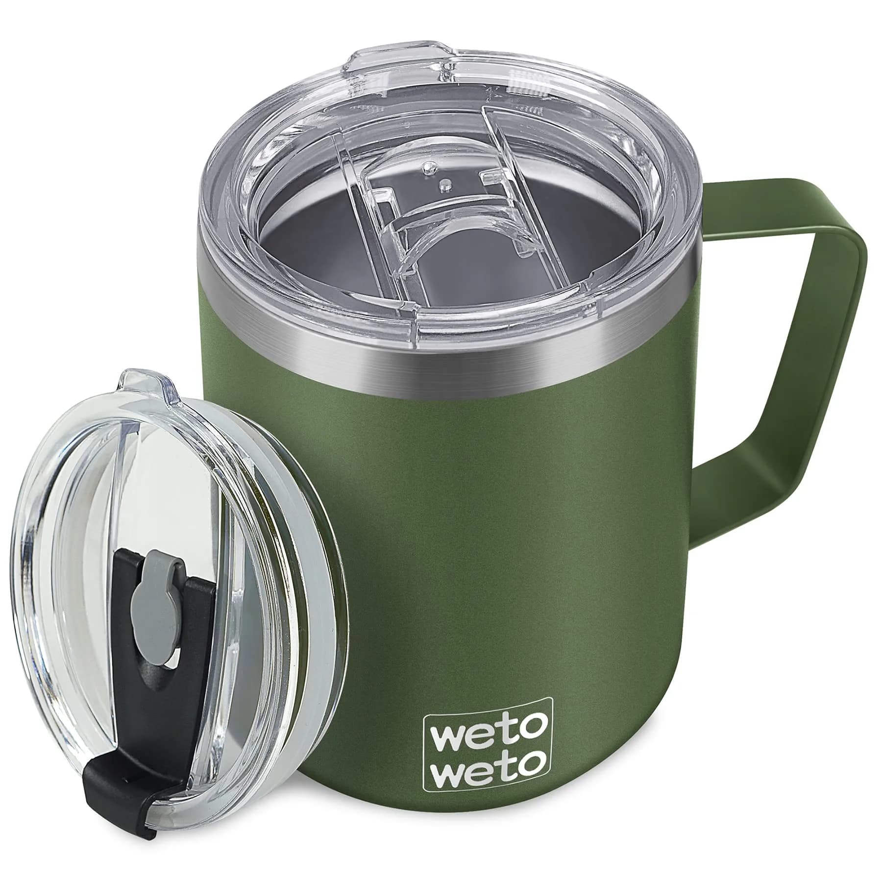 WETOWETO 14 oz (397 ml) Insulated Coffee Mug with Handle & 2 Lids | Vacuum Insulated Stainless Steel Travel Tumbler - main product image