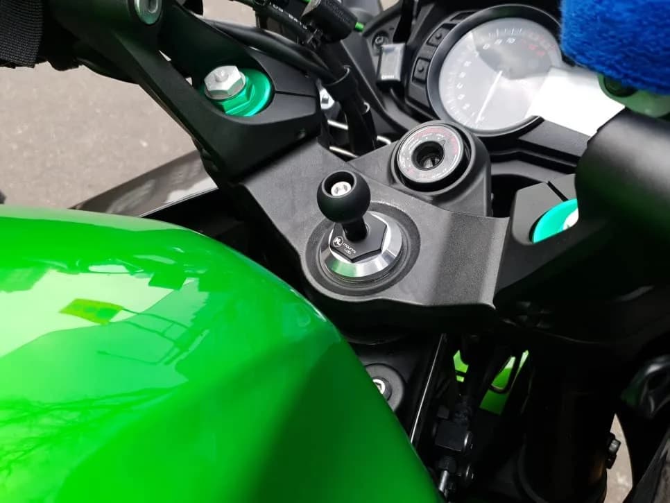 Mounts Lab Ninja Motorcycle Fork Stem Mount with 1-inch Ball for Kawasaki Ninja 12mm Hole | CNC Aluminum & TPU Rubber thumbnail 6