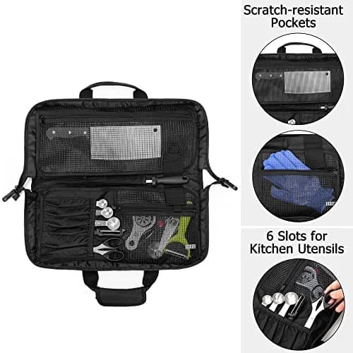 samdew Chef Knife Bag with Lockhole & 17 + 6 Slots | Durable Nylon, 17.5 In, Unisex thumbnail 2