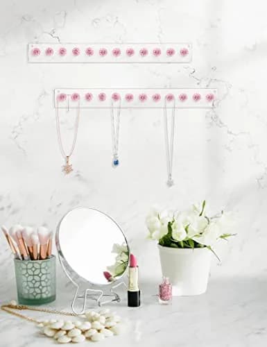 Heesch Necklace Holder Wall Mount Acrylic Jewelry Organizer 13.4 x 1.4 Inch | 2 Pack thumbnail 7