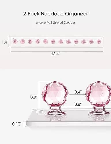 Heesch Necklace Holder Wall Mount Acrylic Jewelry Organizer 13.4 x 1.4 Inch | 2 Pack thumbnail 2