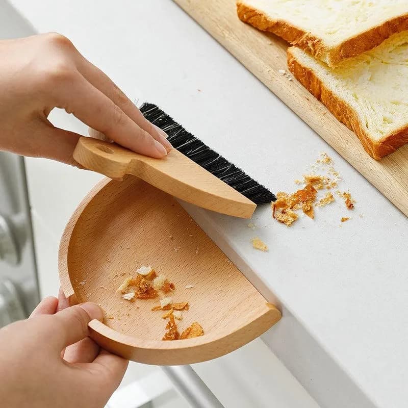 Brightech RA Eco-Friendly Wooden Bamboo Hand Brush & Dustpan Set | Gentle, Durable & Stylish (Long-Lasting Bristles) thumbnail 2