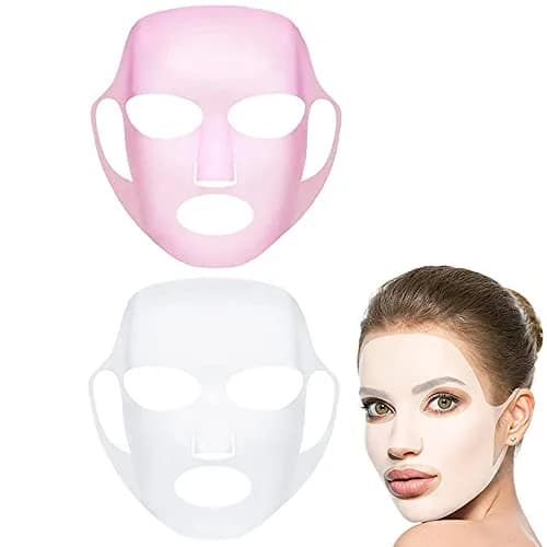 GEOOT Reusable Silicone Face Mask Holder 2 Pack (White + Pink) | Prevents Sheet Mask Evaporation thumbnail 1
