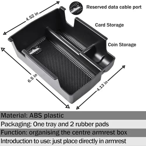 TACOBRO Black Center Console Organizer Tray for Jeep Compass 2022-2025 | Secondary Storage Divider with USB Hole thumbnail 2